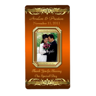Grand Duchess Orange Foto Gold Wine Wedding Label