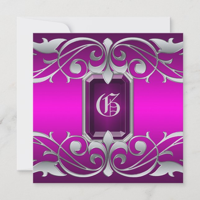 Grand Duchess Pink Jewel Pink Regency Einladung (Vorderseite)