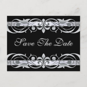 Grand Duchess Silver Black Save the Date Postcard Ankündigungspostkarte