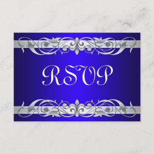 Grand Duchess Silver Scroll Blue RSVP Card Karte