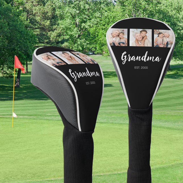Grand Established Modern Script 3 Photo Black Golf Headcover (Von Creator hochgeladen)