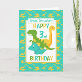Grand Grandson Dinosaurier 3. Geburtstag Blau Karte