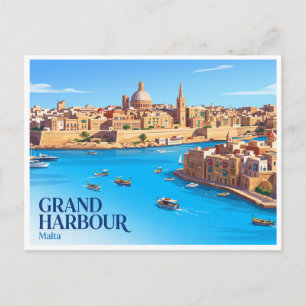 Grand Harbour Valletta Malta Postkarte