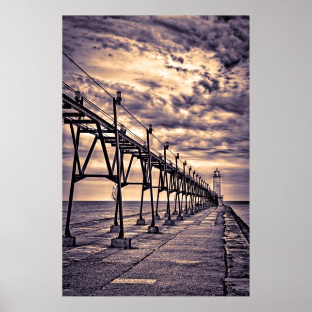 Grand Haven Leuchtturm und Pier, Grand Haven Poster (Vorne)