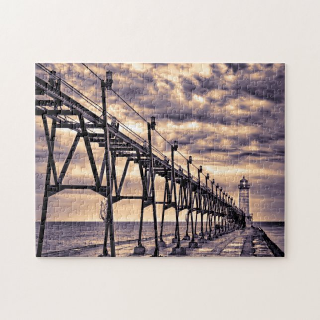Grand Haven Leuchtturm und Pier, Grand Haven Puzzle (Horizontal)