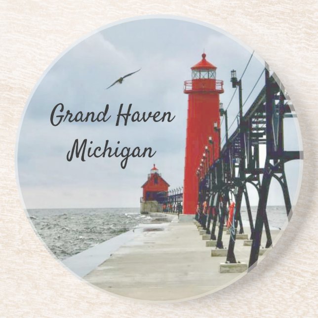 Grand Haven Michigan Lighthouse Getränkeuntersetzer (Vorne)