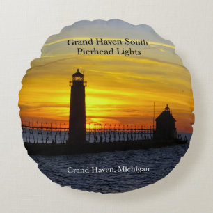 Grand Haven South Pierhead Helles, 2-seitige Kopfk Rundes Kissen