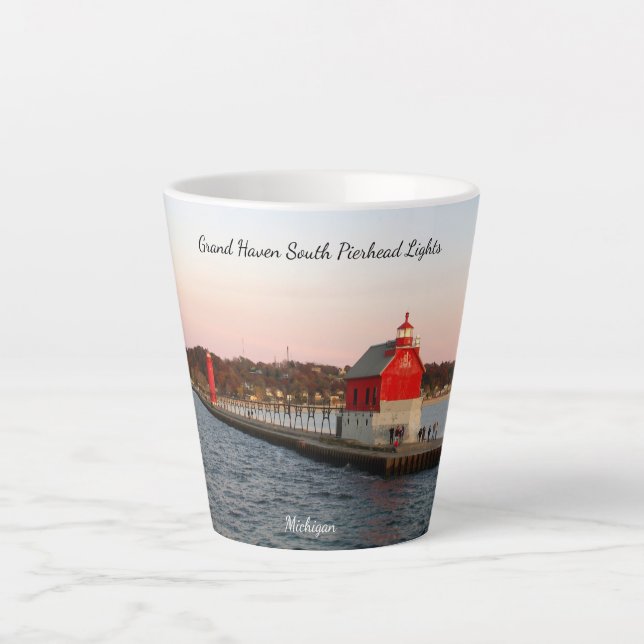 Grand Haven South Pierhead Lights Latte Tasse (Vorderseite)