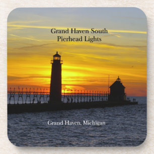Grand Haven South Pierhead Lights Sonnenuntergang  Getränkeuntersetzer