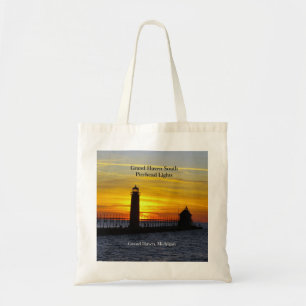 Grand Haven South Pierhead Lights Sonnenuntergang Tragetasche