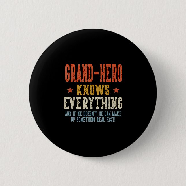 Grand-hero kennt alles Vatertag Retro Button (Vorderseite)