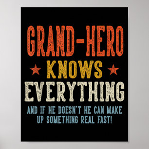Grand-hero kennt alles Vatertag Retro Poster