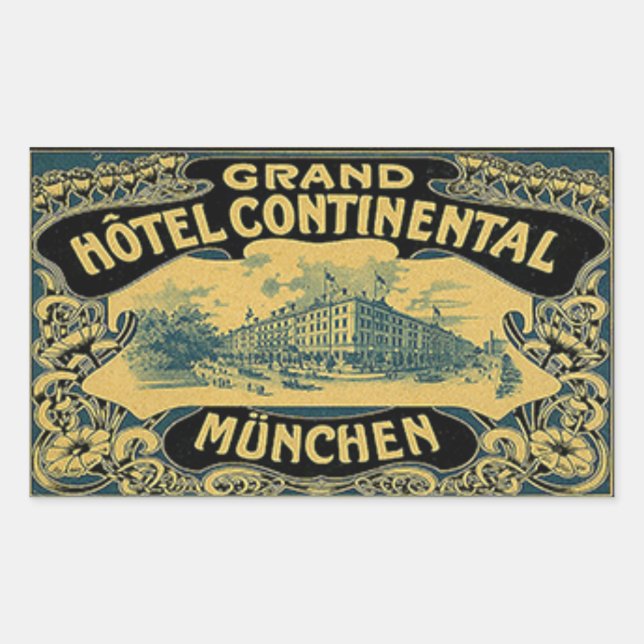 Grand Hotel Continental Munchen Rechteckiger Aufkleber (Vorderseite)