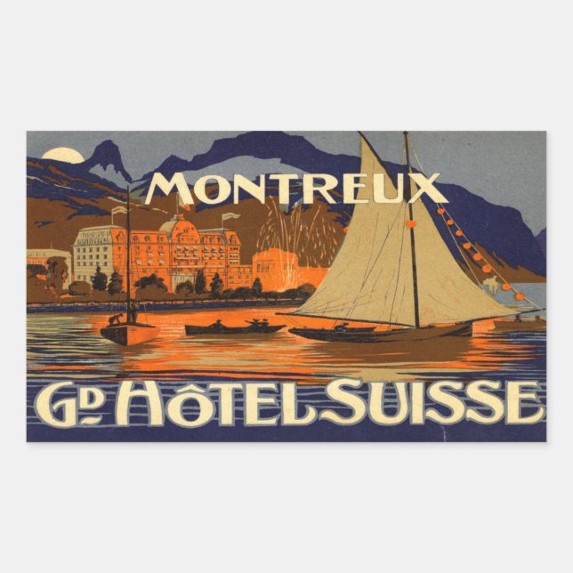 Grand Hotel Suisse Montreux Rechteckiger Aufkleber (Vorderseite)