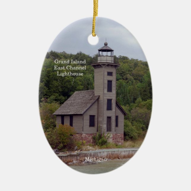 Grand Island East Channel Lighthouse Oval Ornament (Vorne)
