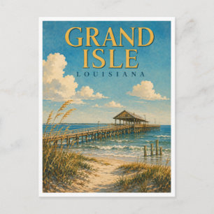 Grand Isle Louisiana Fishing Pier GeoSaga Postkarte