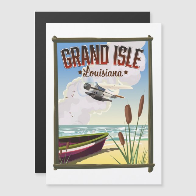 Grand Isle, Louisiana Reiseplakat Magnetkarte (Vorne/Hinten)