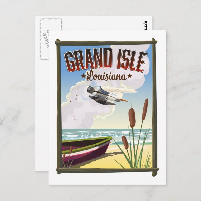 Grand Isle, Louisiana Reiseplakat Postkarte (Vorne/Hinten)