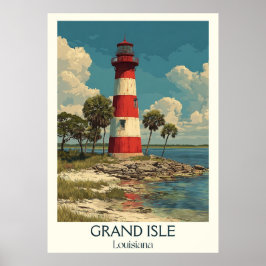 Grand Isle Louisiana Vintages Leuchtturm Beach Art Poster
