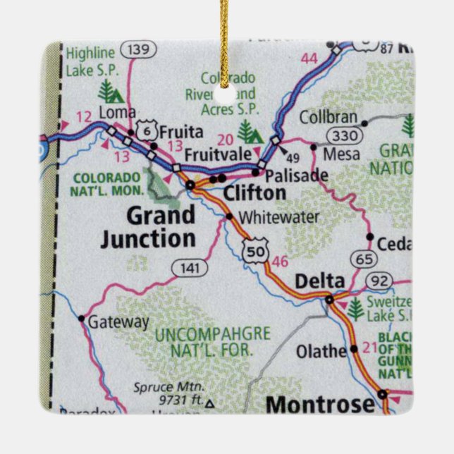 Grand Junction CO Map Keramikornament (Rückseite)