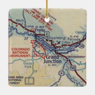 Grand Junction CO Vintage Karte Keramikornament