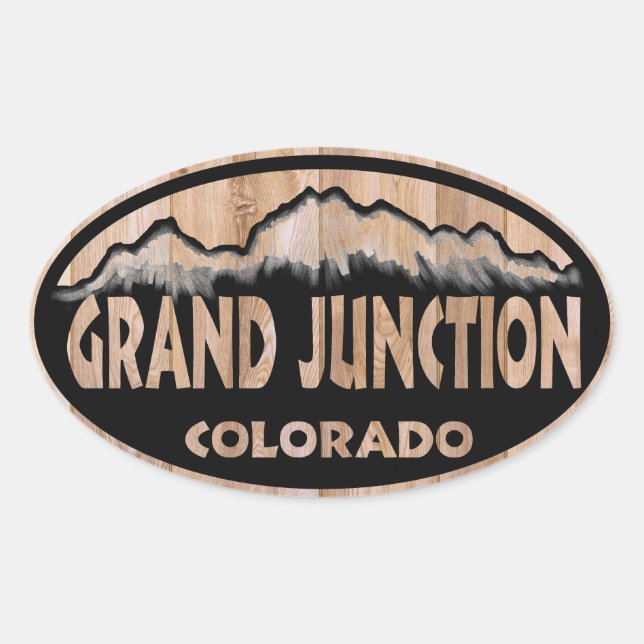 Grand Junction Colorado Holzschild ovale Aufkleber (Vorderseite)