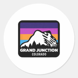 Grand Junction Colorado Skifahrer Snowboardenfamil Runder Aufkleber