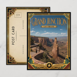 Grand Junction Colorado Vintage Art Deco Golden Postkarte