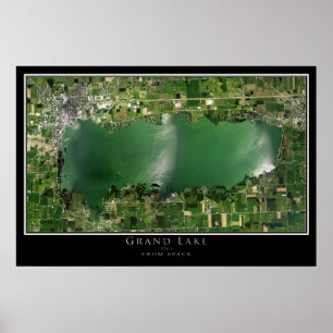 Grand Lake Celina Ohio Satellite Poster Karte