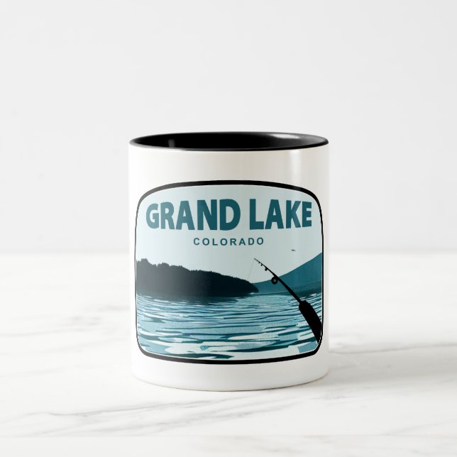 Grand Lake Colorado Angelrute Zweifarbige Tasse (Mittel)
