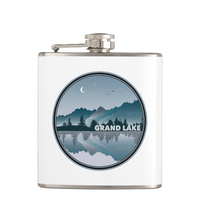 Grand Lake Colorado Reflektion Flachmann (Vorderseite)