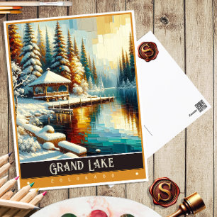 Grand Lake, Colorado   Vintage-Gemälde Postkarte