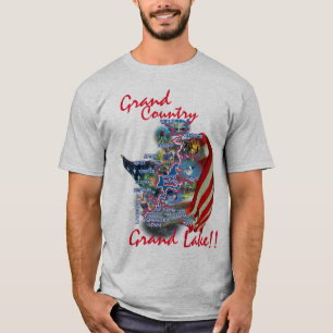 Grand Lake OK Map T-Shirt