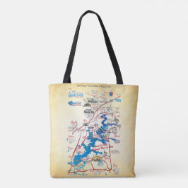 Grand Lake OK Maßkarte 20z Tote Bag