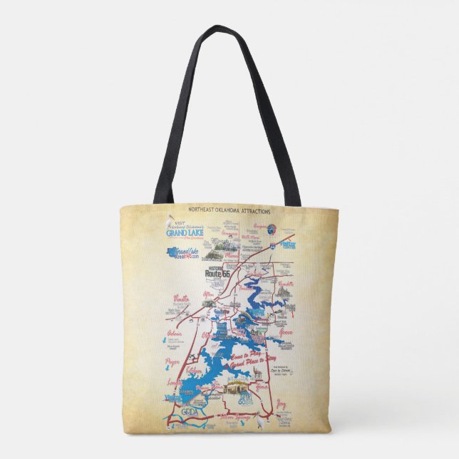 Grand Lake OK Maßkarte 20z Tote Bag (Rückseite)