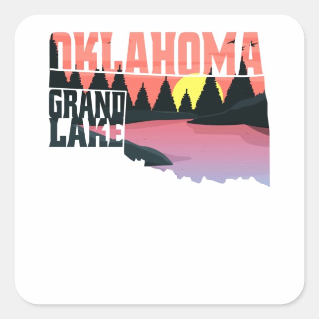 Grand Lake Oklahoma Quadratischer Aufkleber (Vorderseite)