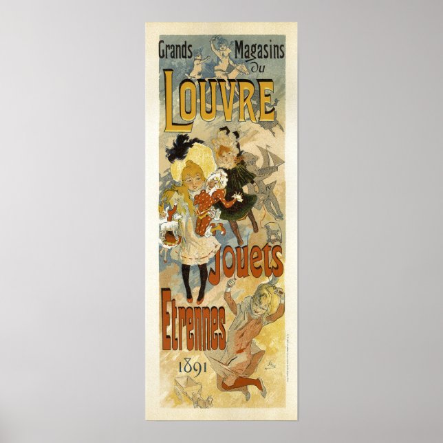 Grand Magasin Louvre Jouets Vintage französische W Poster (Vorne)