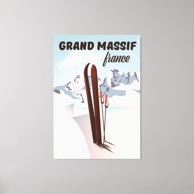 Grand Massif france Ski Poster Kunst. Leinwanddruck (Vorderseite)