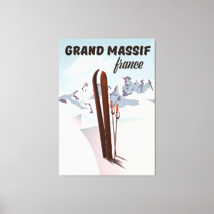 Grand Massif Frankreich Skiposter Kunst. Leinwanddruck