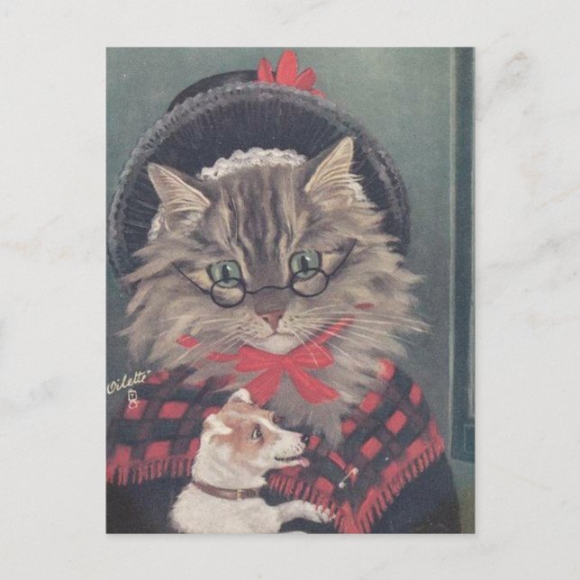 Grand-mère-Chat et chien Postkarte (Vorderseite)