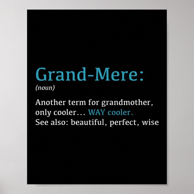 Grand-mere_ Funny Definition Noun - Another Term  Poster (Vorne)