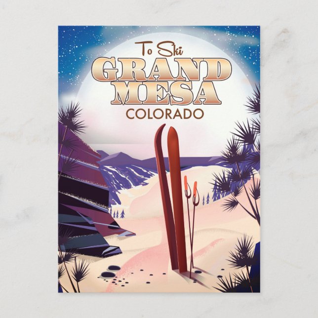 Grand mesa, Colorado Ski Poster. Postkarte (Vorderseite)
