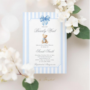 Grand millennial Teddy Bear Baby Shower Boy Einladung