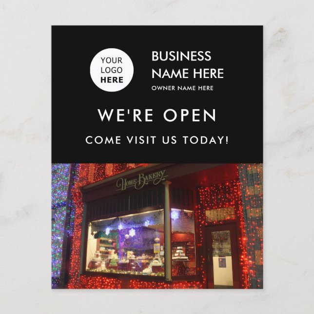 Grand Opening Bakery Shop Custom Foto Logo Black Flyer (Vorne)