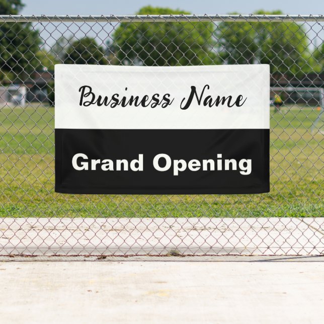 Grand Opening Black and White Business Name Banner (Insitu)