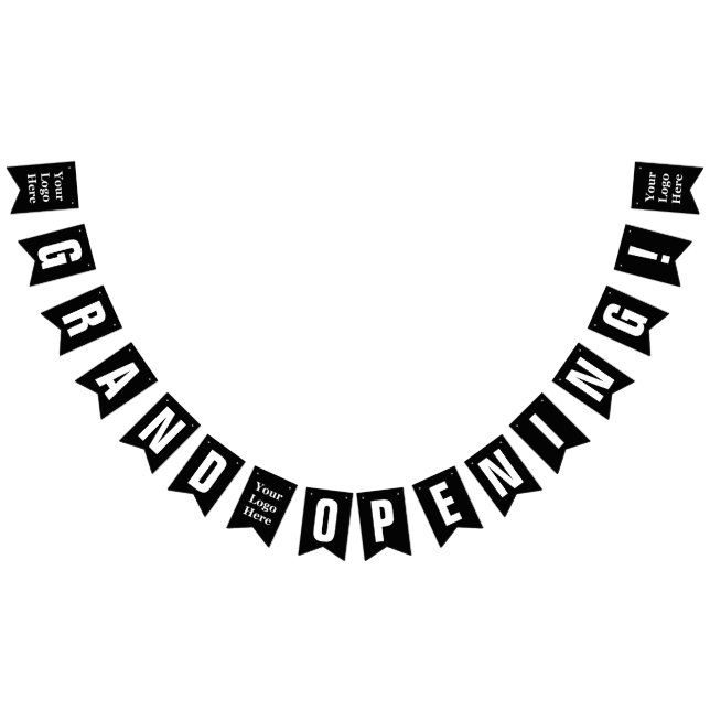 Grand Opening Black and White Ihr Logo hier Wimpelkette (Alle)