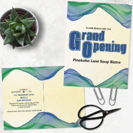 Grand Opening Blue Green Border Watercolor Waves Postkarte