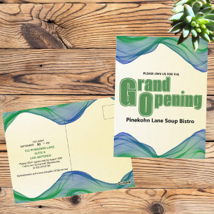 Grand Opening Blue Green Border Watercolor Waves Postkarte