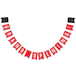 Grand Opening Bright Red and White Your Logo Here Wimpelkette