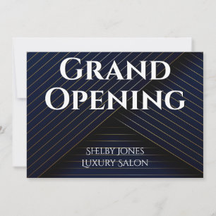 Grand Opening Elegant Navy Blue Gold Business Ankündigung
